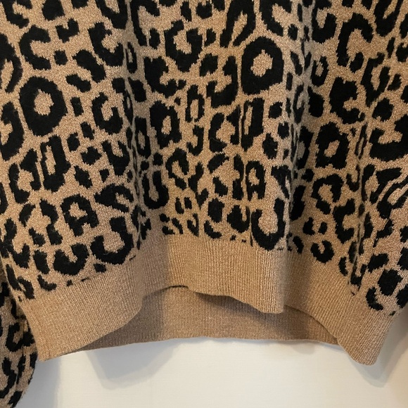Abercrombie & Fitch Leopard Print V-Neck Sweater XS Tan Black Animal Print - Picture 9 of 12